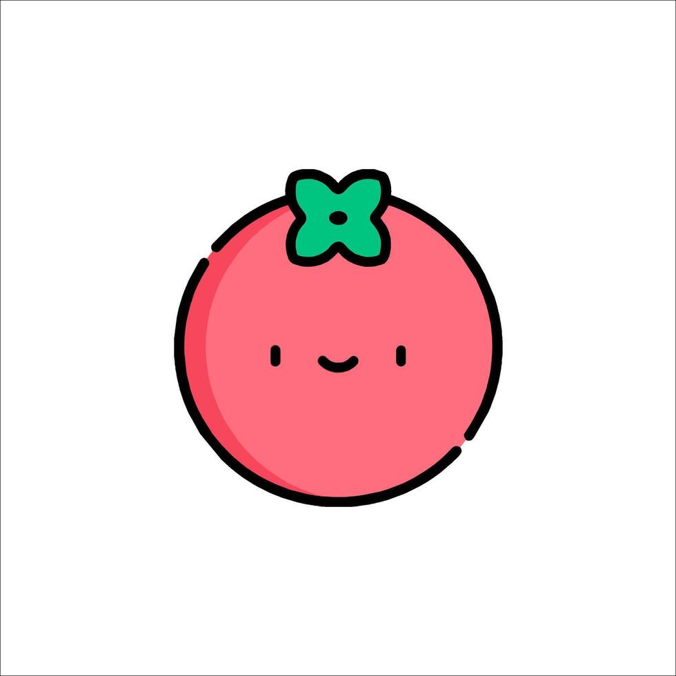 A cute tomato icon with a green bow vector