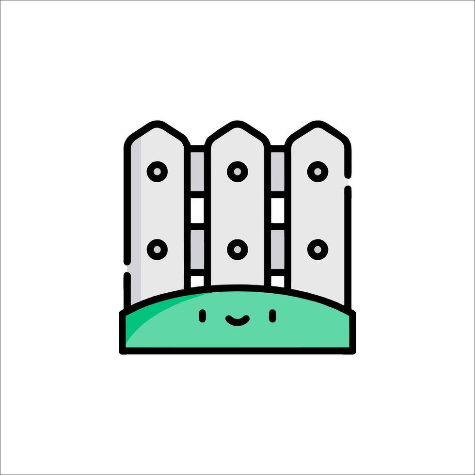 A cartoon fence with a smiley face vector