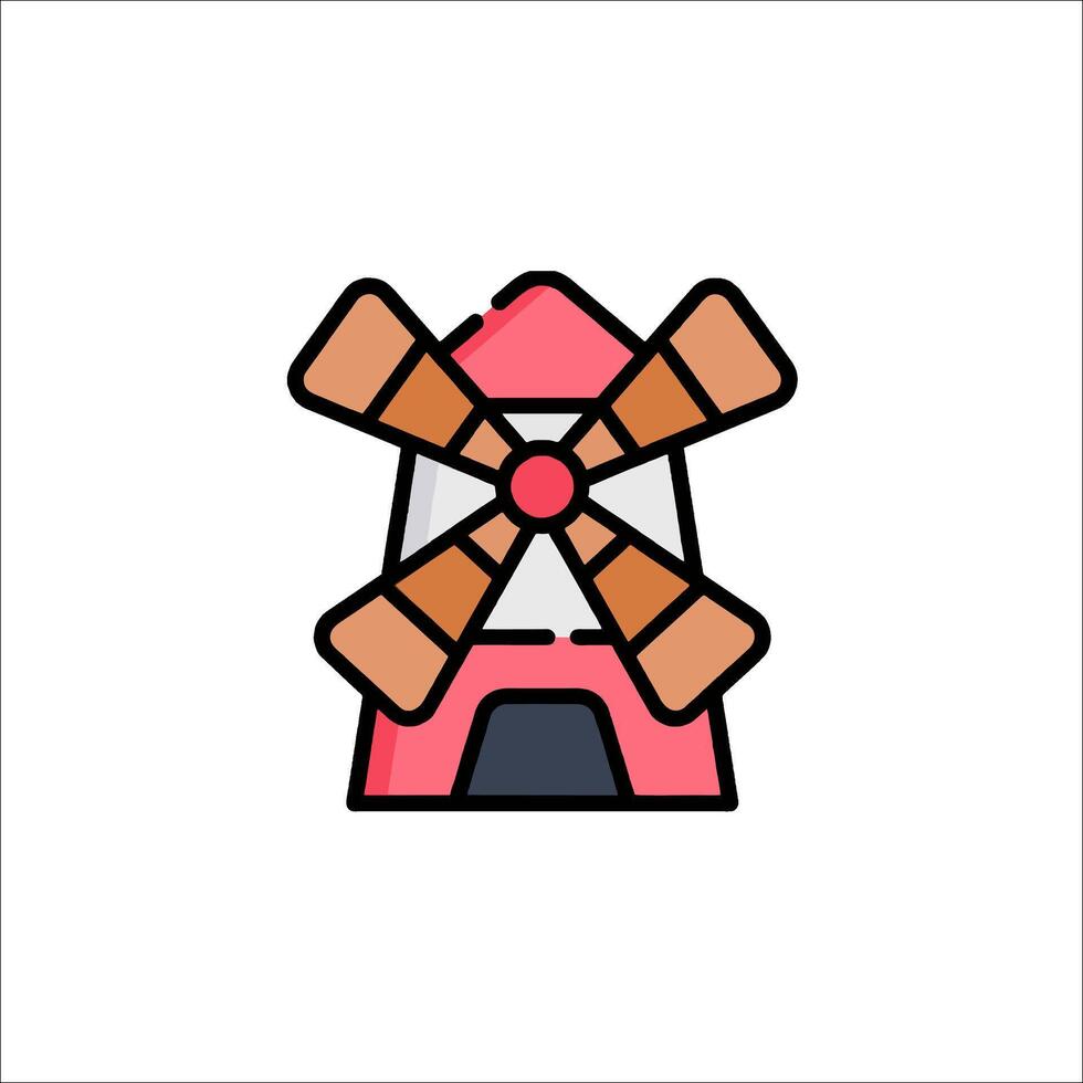 A windmill icon in a flat style vector