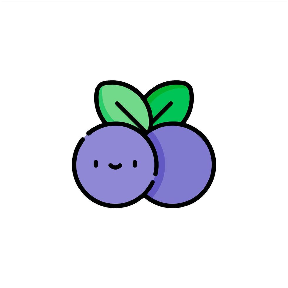 A purple fruit with a green leaf on it vector