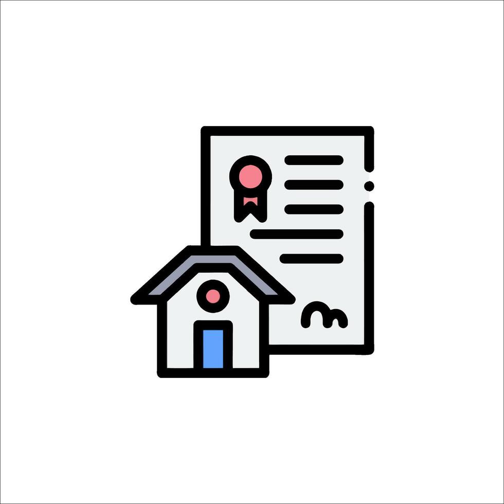 A house and a certificate icon vector