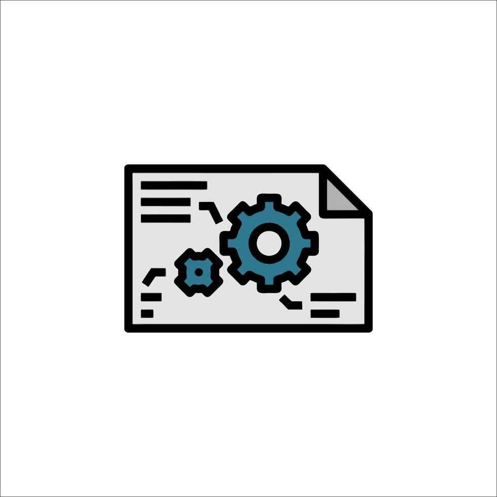 A file with gears on it and a blue icon vector