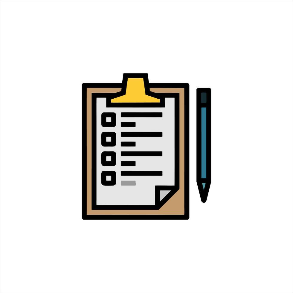 Checklist icon with pen and clipboard on white background vector
