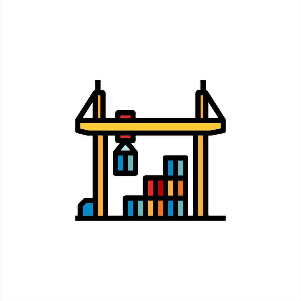 A crane with a stack of boxes on it vector