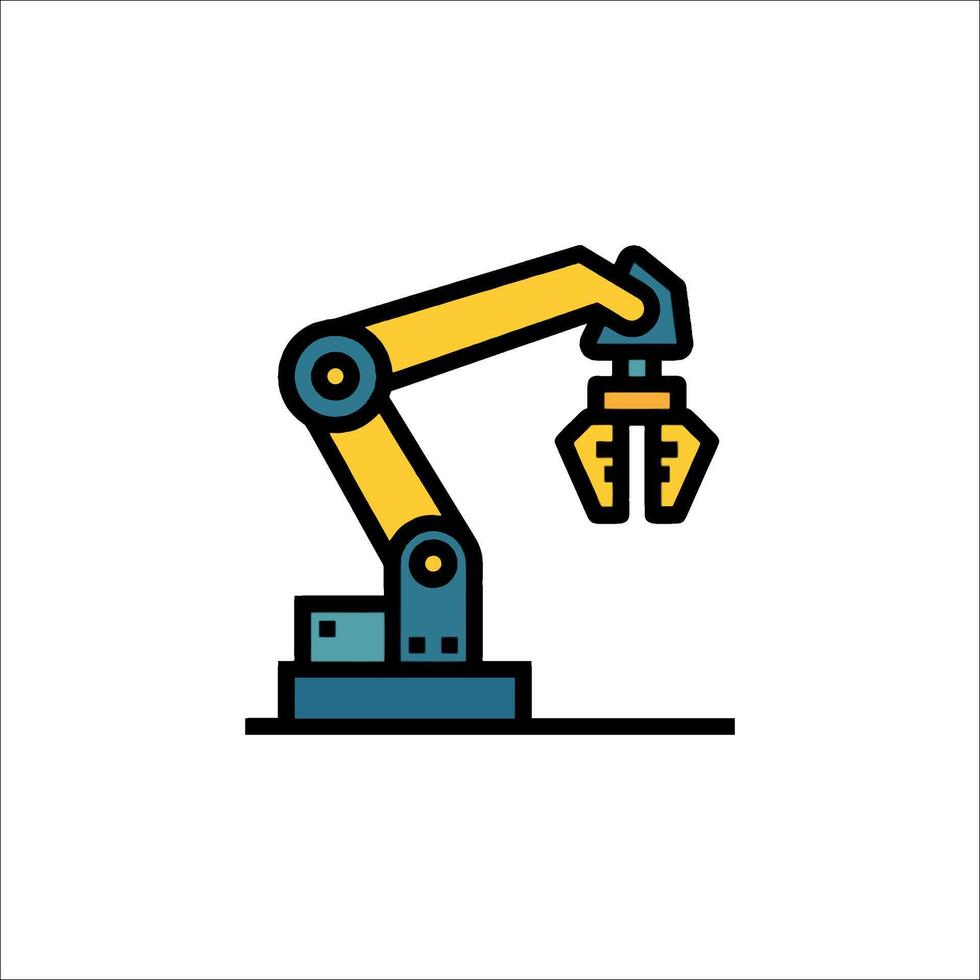 Robotic arm with a tool on it, isolated on white background vector