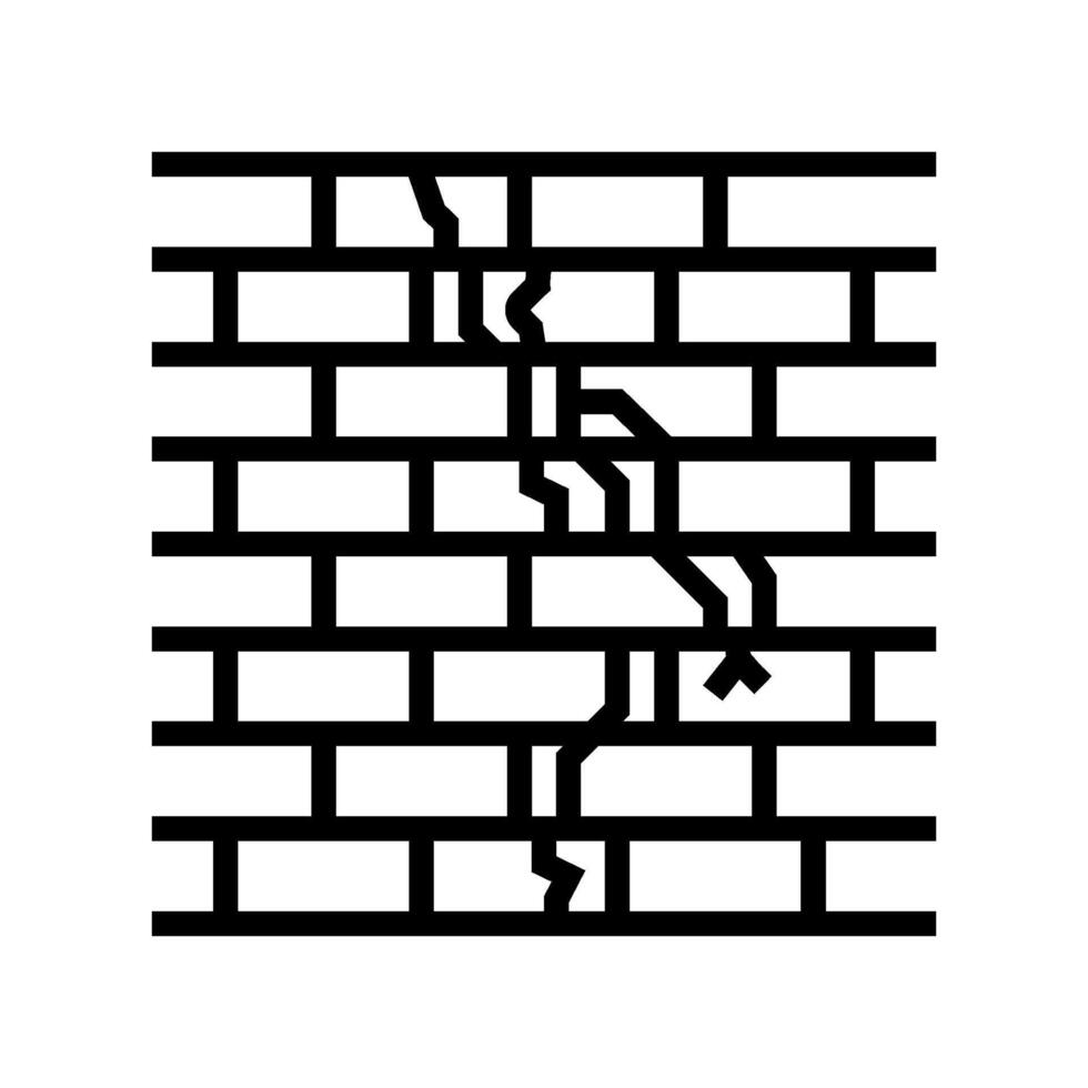 cracked wall fracture line icon illustration vector