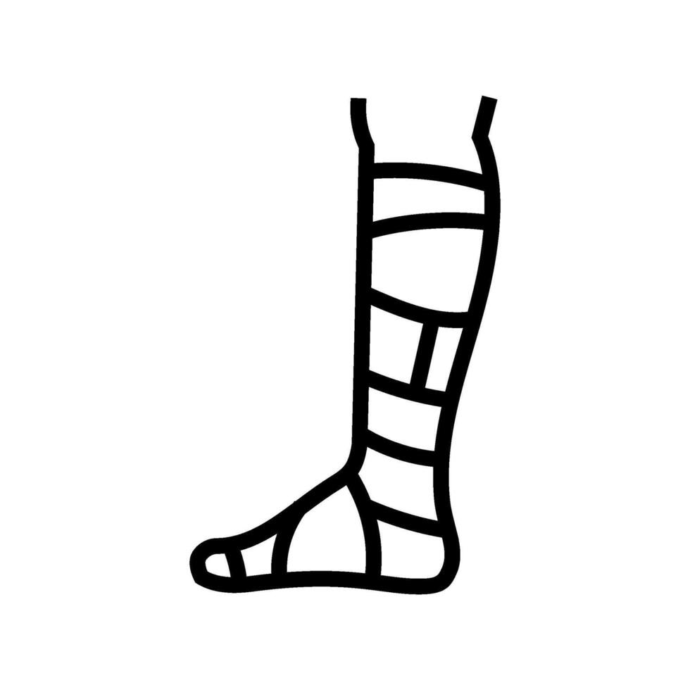 bandaged limb fracture line icon illustration vector