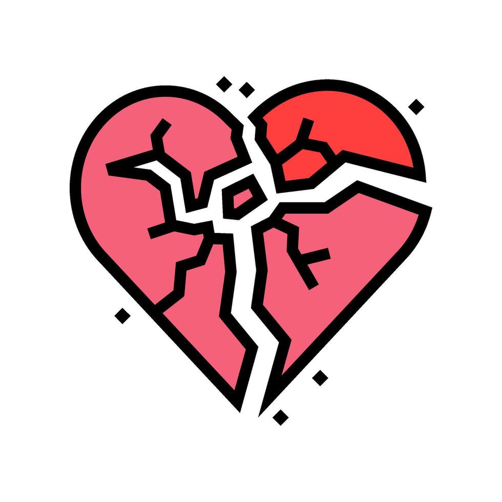 broken heart fracture color icon illustration vector