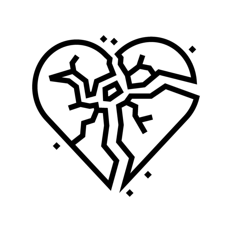 broken heart fracture line icon illustration vector