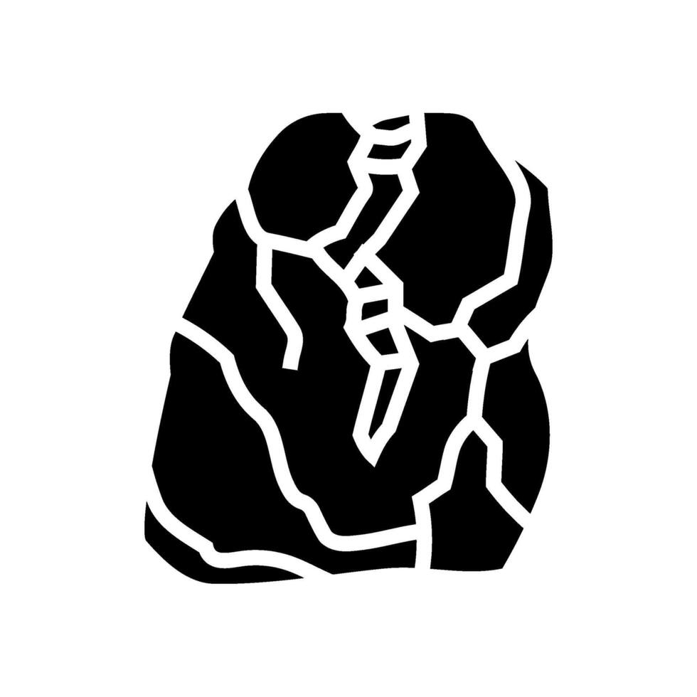 splitting rock fracture glyph icon illustration vector