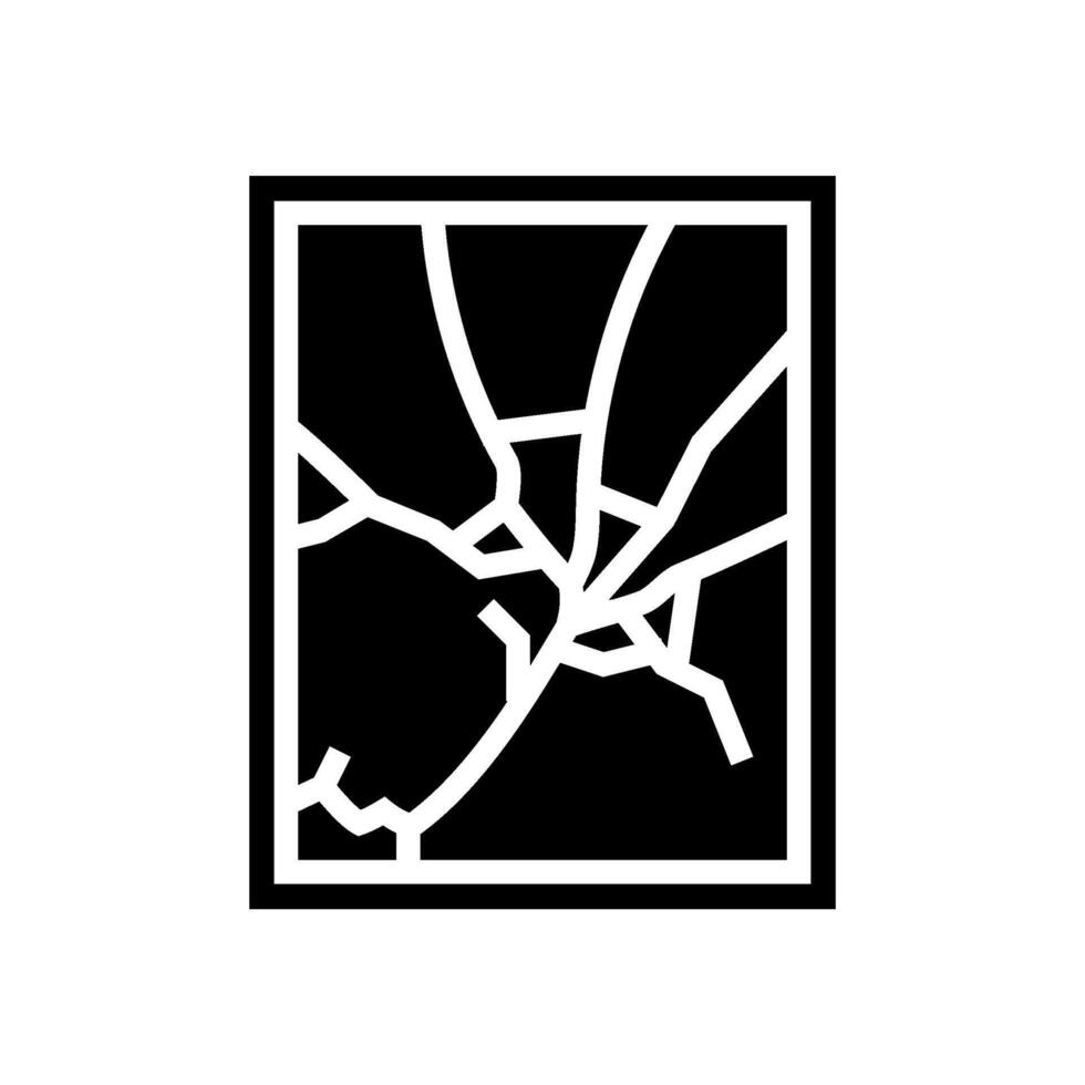 shattered mirror fracture glyph icon illustration vector