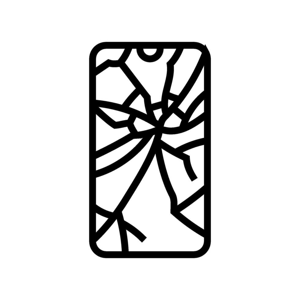 broken smartphone screen line icon illustration vector