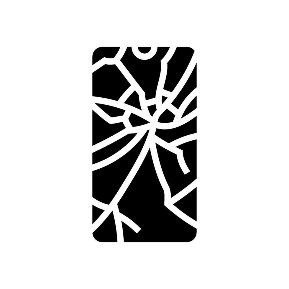 broken smartphone screen glyph icon illustration vector