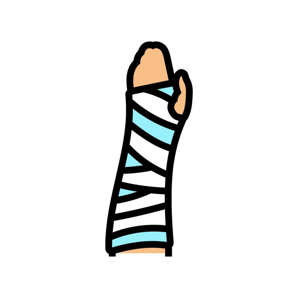 arm cast fracture injury color icon illustration vector