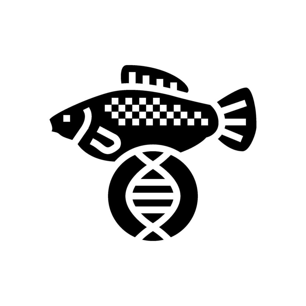 fish with dna genetic engineering glyph icon illustration vector