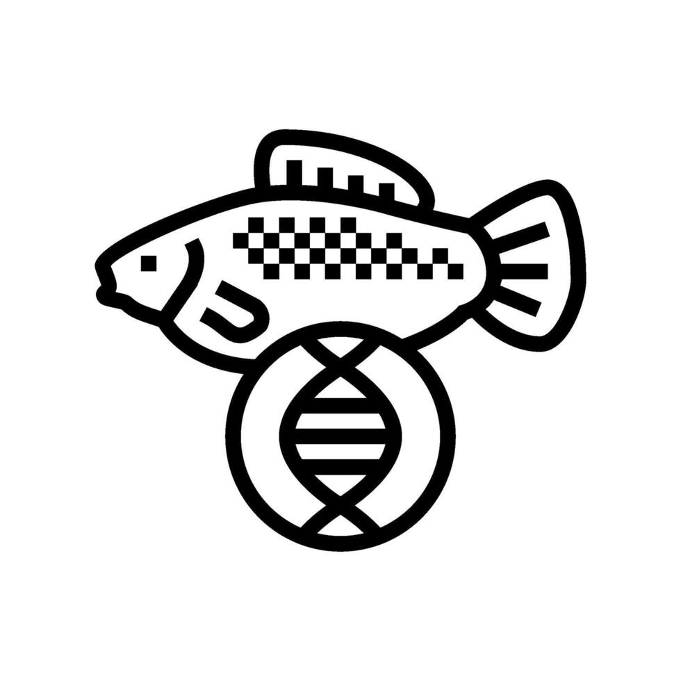 fish with dna genetic engineering line icon illustration vector
