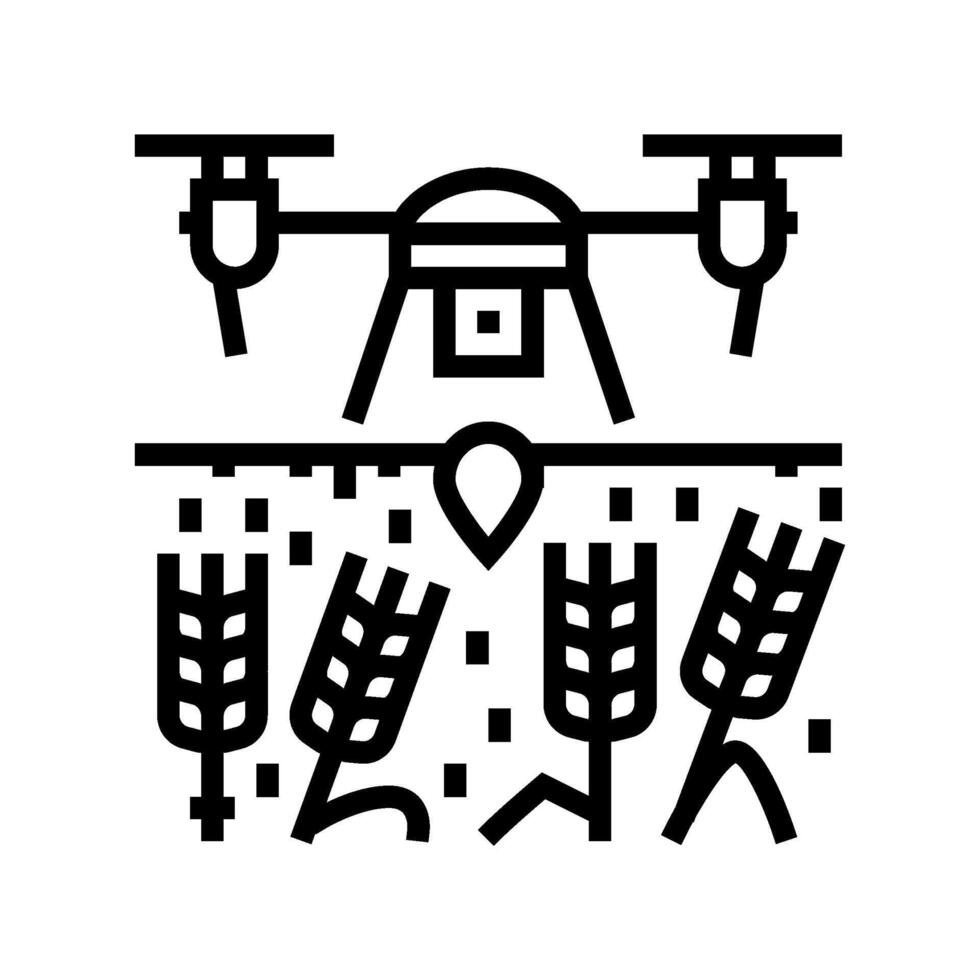 crop monitor drone robot harvests line icon illustration vector