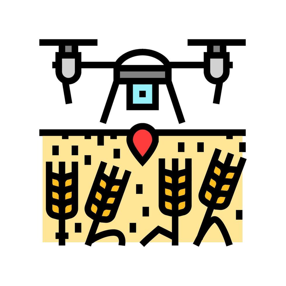 crop monitor drone robot harvests color icon illustration vector