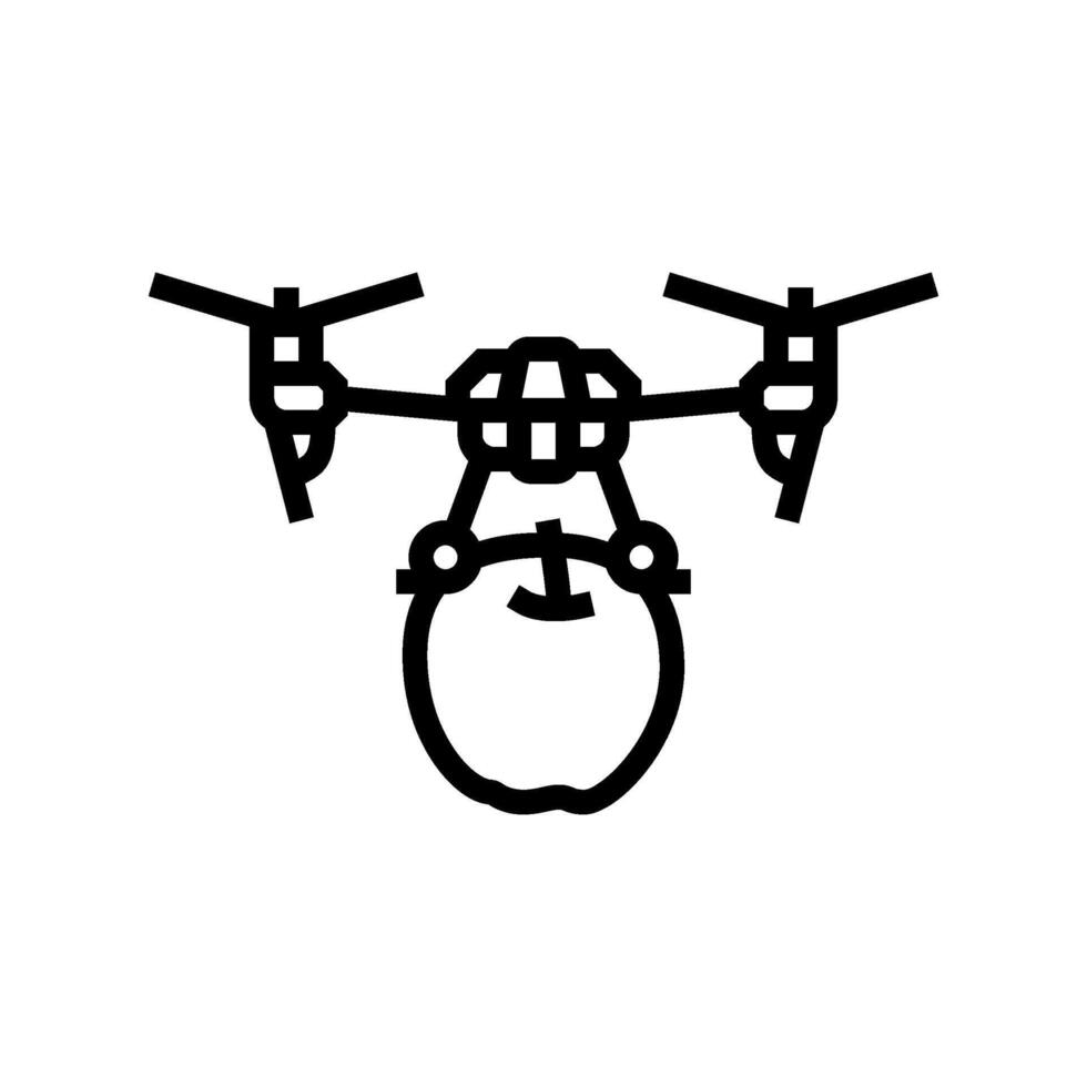 harvesting drone robot harvests line icon illustration vector