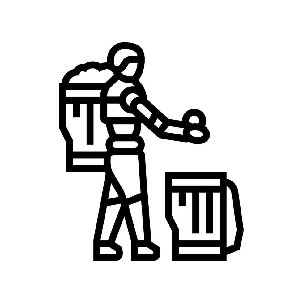 crop baskets robot harvests line icon illustration vector