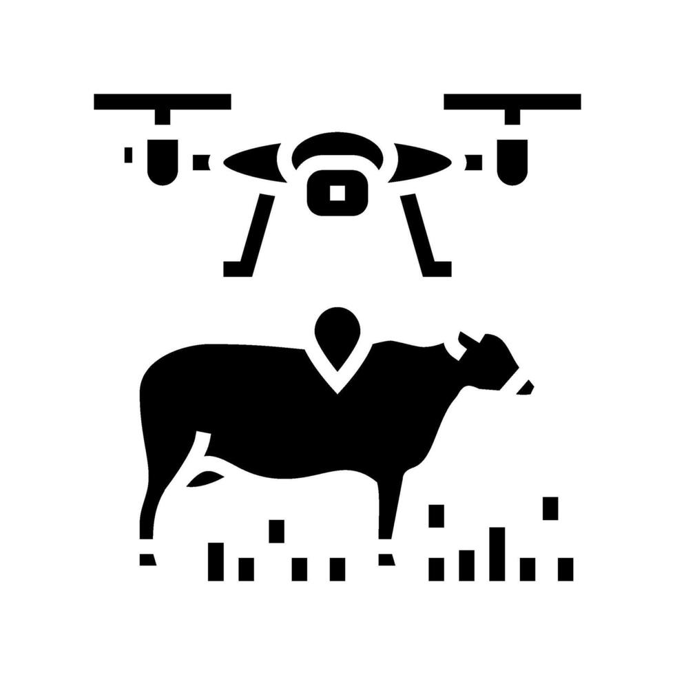 livestock monitoring robot harvests glyph icon illustration vector