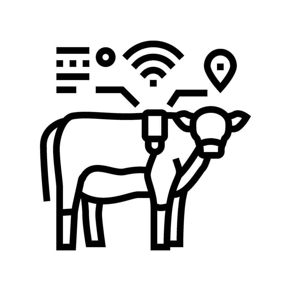 livestock tracker agri tech line icon illustration vector