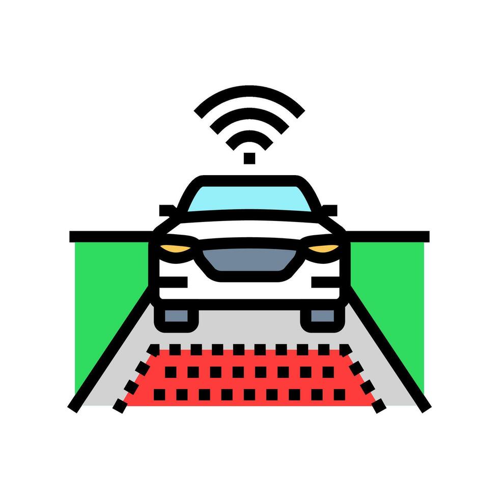 road lane detection autonomous vehicle color icon illustration vector