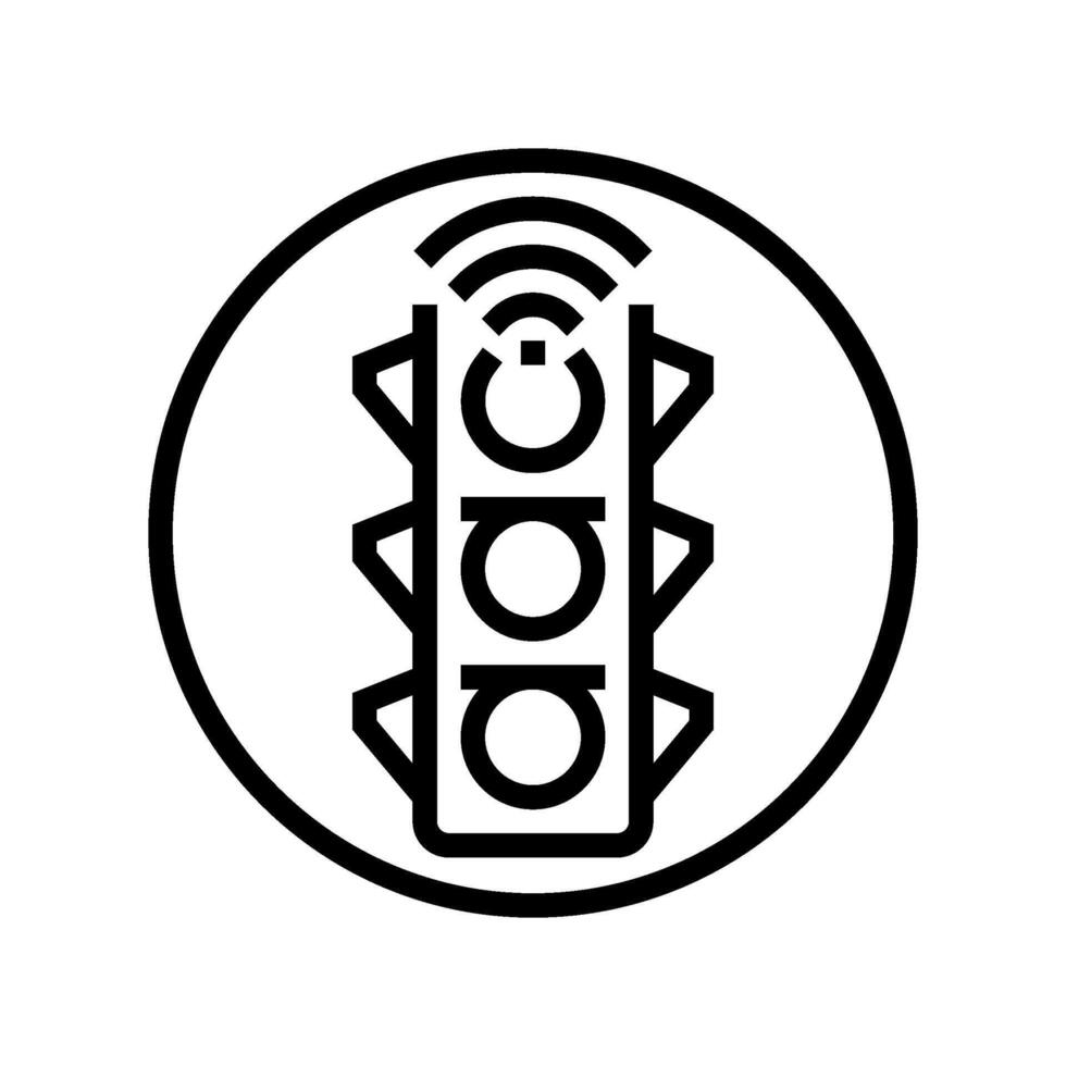 smart traffic sign autonomous vehicle line icon illustration vector