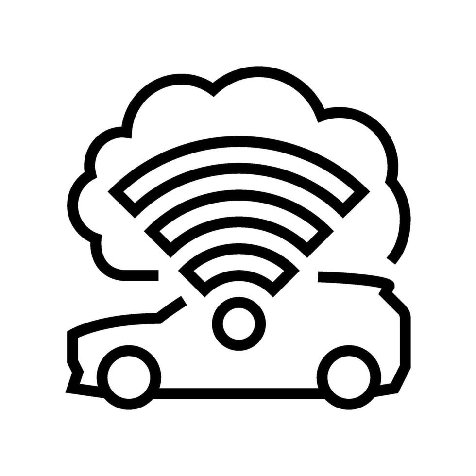 cloud connected car autonomous vehicle line icon illustration vector