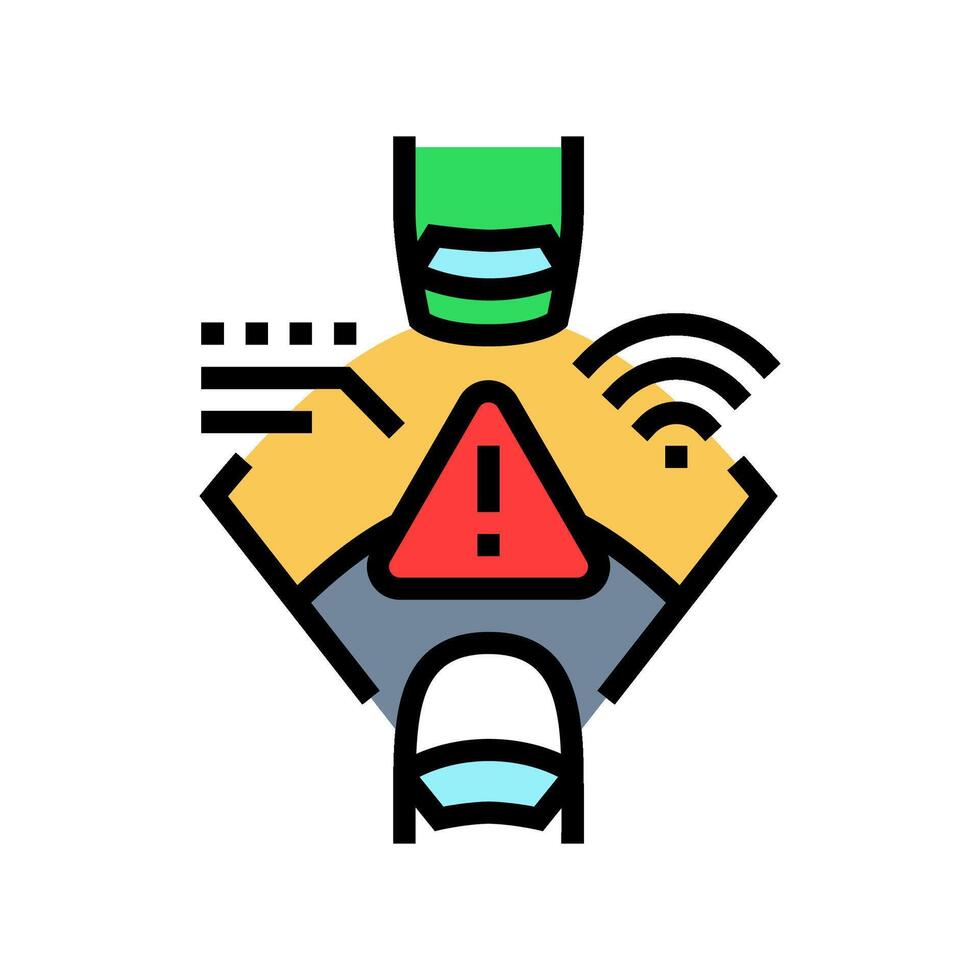 emergency braking system color icon illustration vector