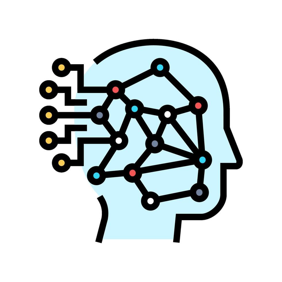 machine learning big data color icon illustration vector