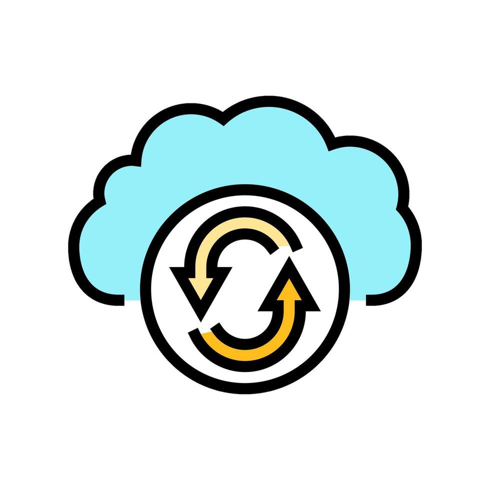 data synchronization cloud computing color icon illustration vector