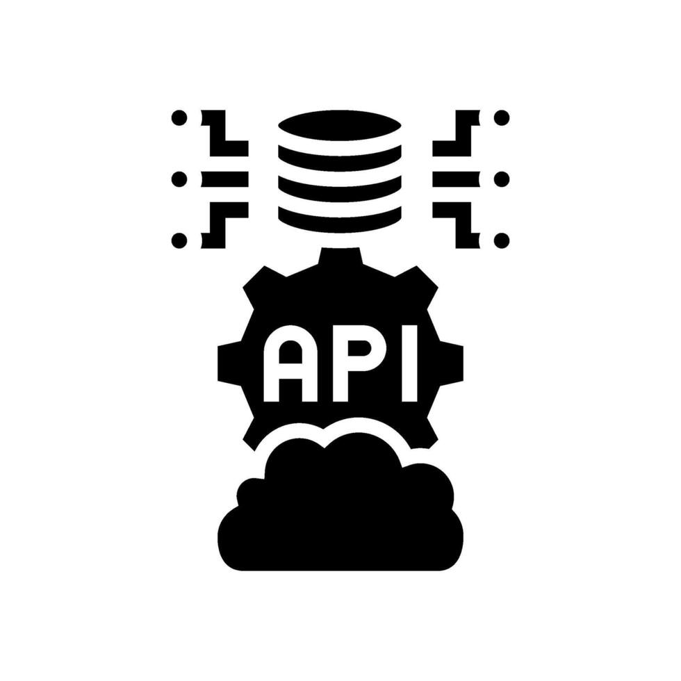 api conexión nube informática glifo icono ilustración vector