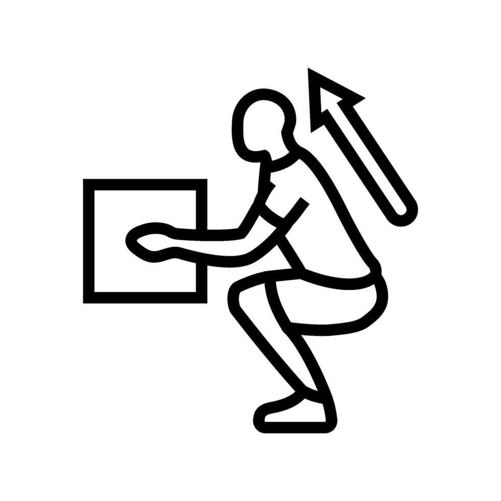 safe lifting technique injury prevention line icon illustration vector