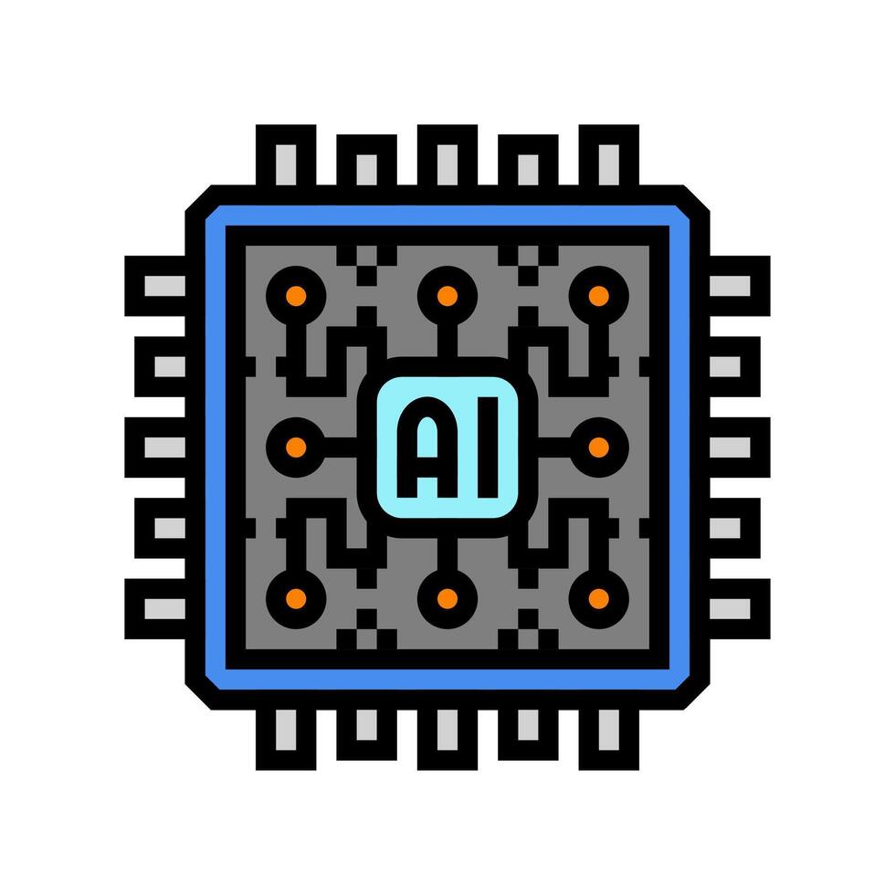 ai optimization chip data center color icon illustration vector