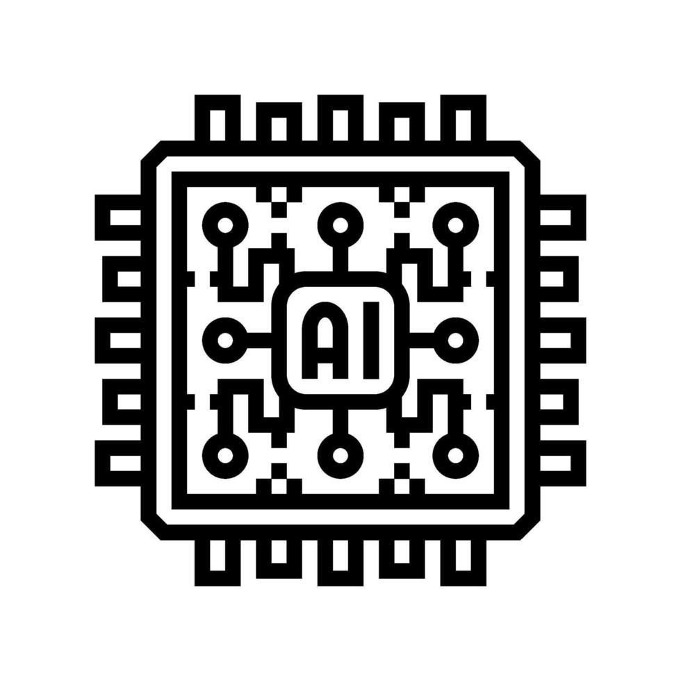 ai optimization chip data center line icon illustration vector
