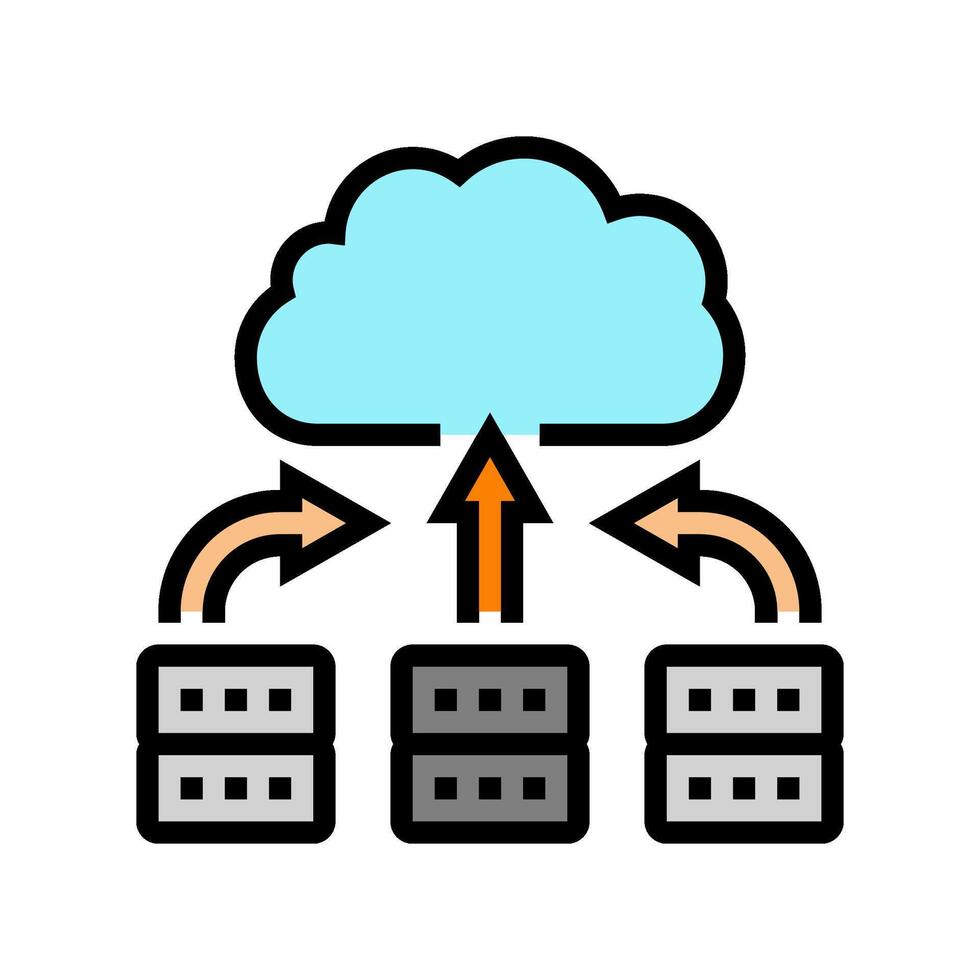 server virtualization data center color icon illustration vector