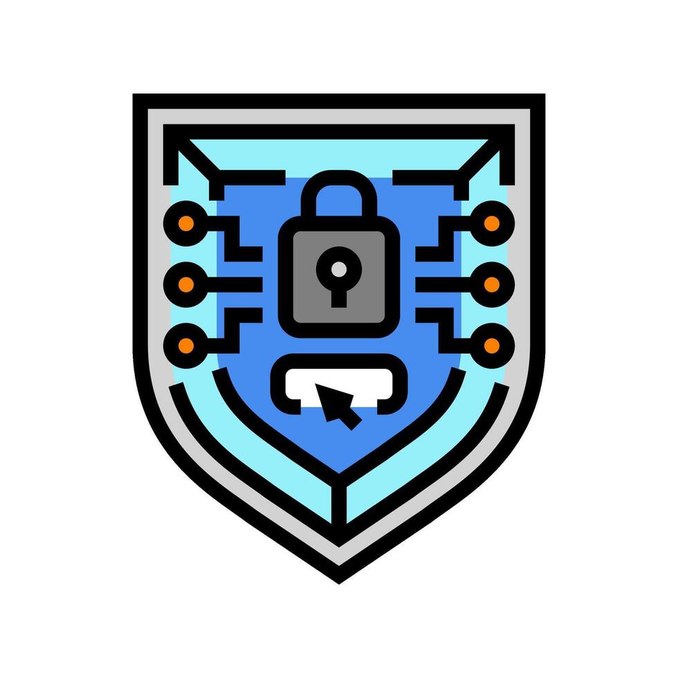 cybersecurity shield data center color icon illustration vector