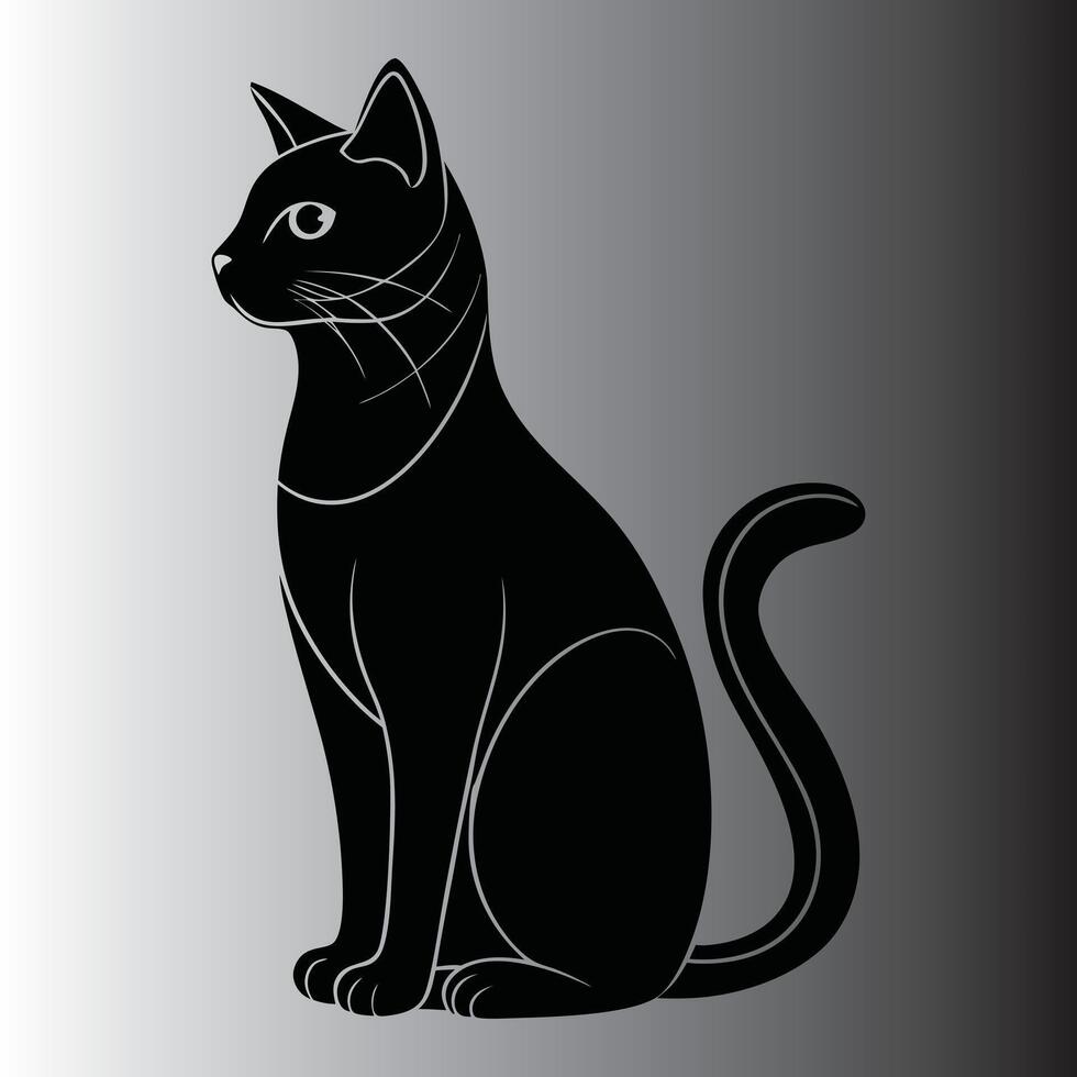 Sitting Cat Minimalist Design Black Icon Illustration. vector