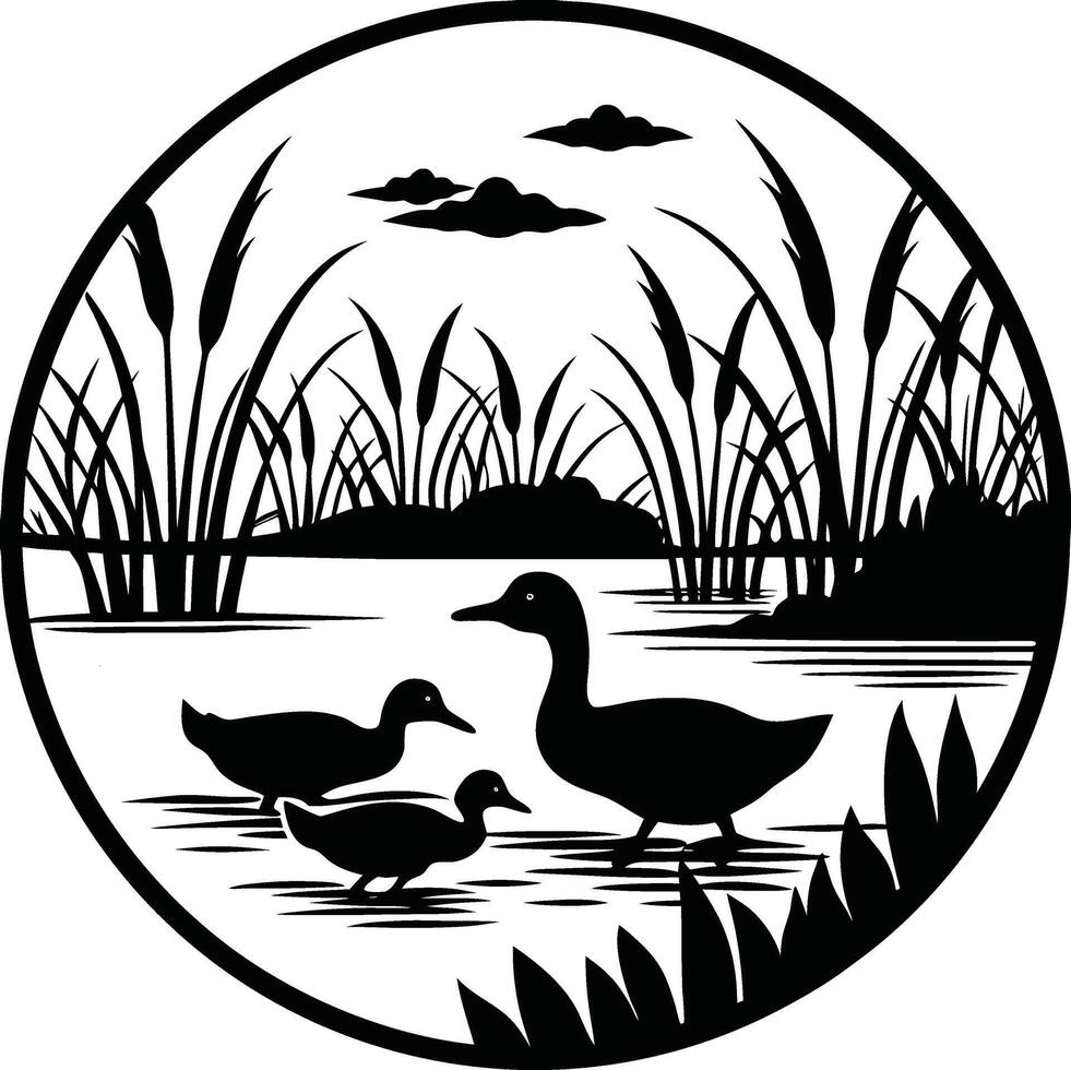 Minimalist Nature Illustration Encapsulated in a Circle. vector