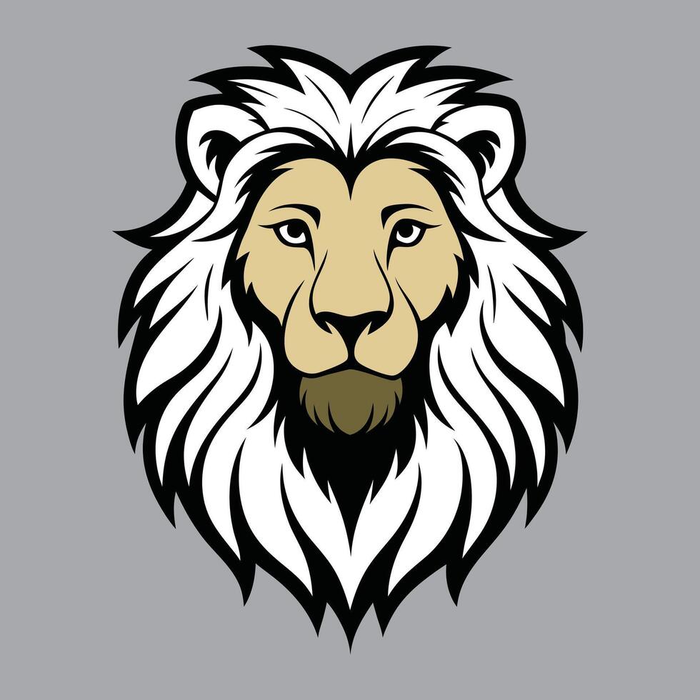 Simple Lion Head Coloring Minimalist Icon Design. vector