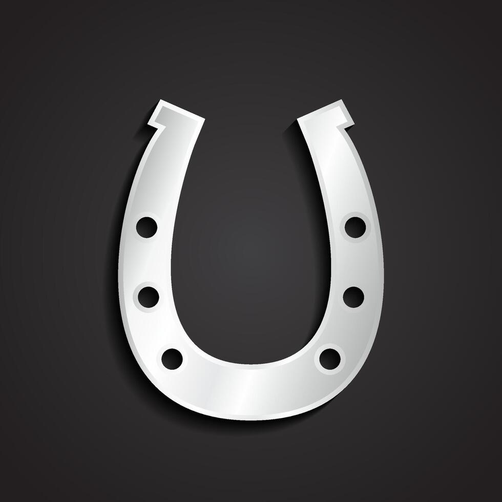 3d silver horse shue logo design vector