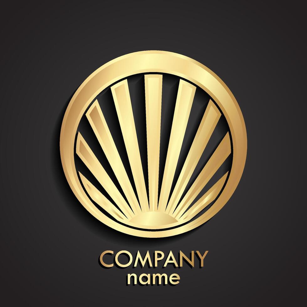 3d gold circle stripes logo vector