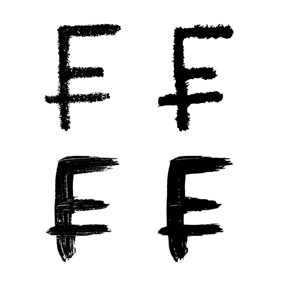 Hand drawn swiss franc set Brush stroke doodle Single element for design vector