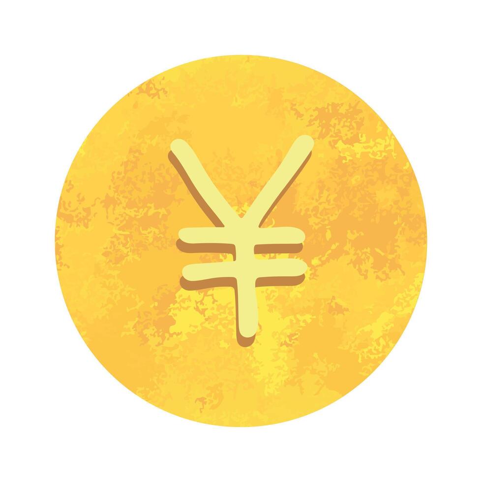 Hand drawn yen Gold currency symbol Brush stroke doodle Single element for design vector