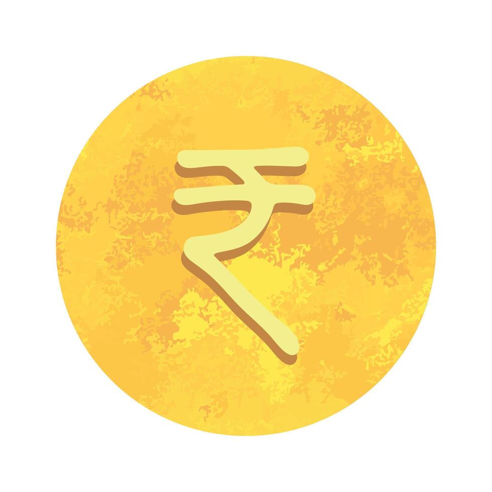 Hand drawn rupee Gold currency symbol Brush stroke doodle Single element for design vector