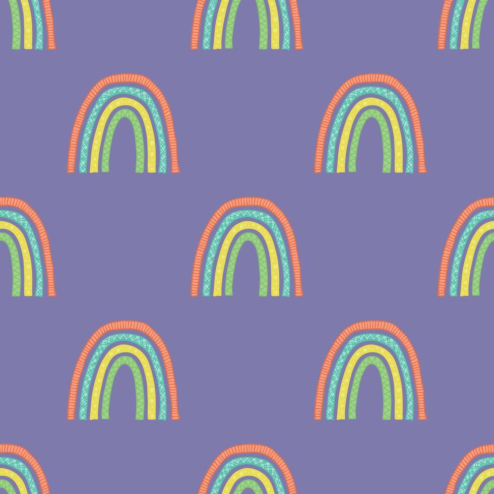 Seamless pattern with rainbow doodle for decorative print, wrapping paper, greeting cards, wallpaper and fabric vector
