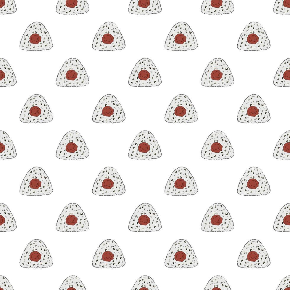 Seamless pattern with onigiri for decorative print, wrapping paper, menu, wallpaper and fabric vector