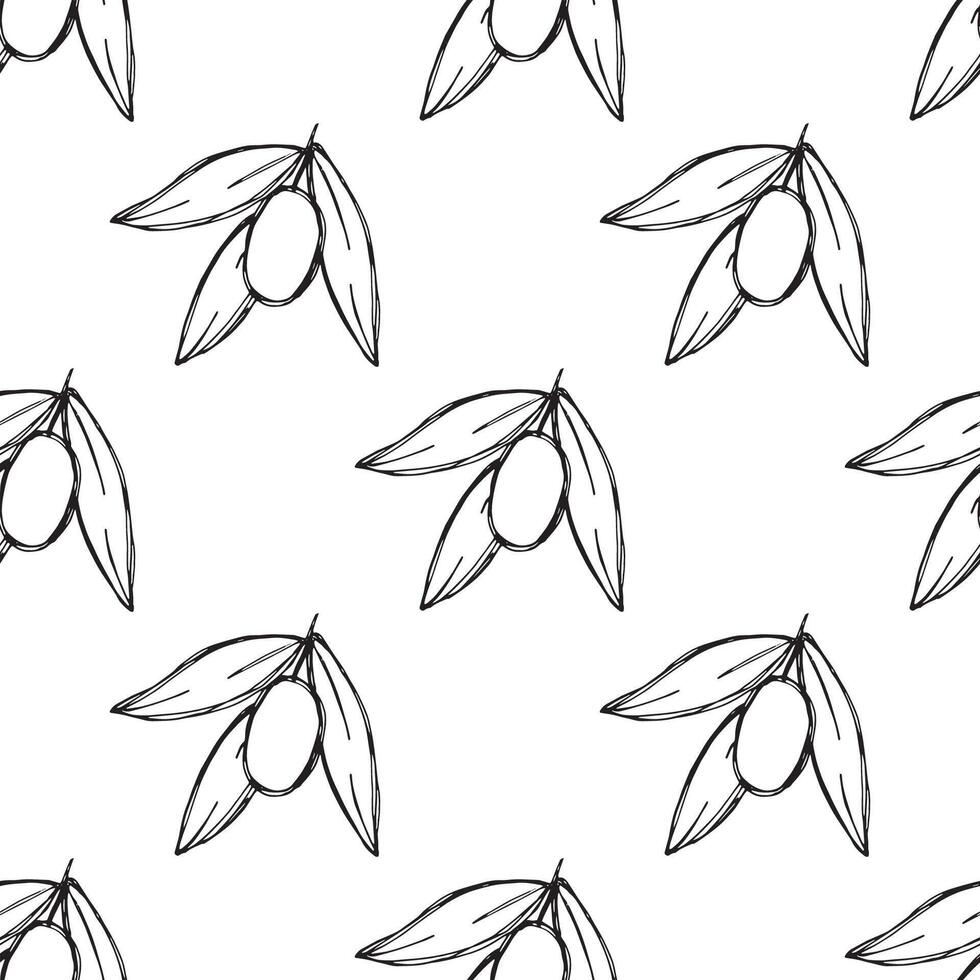 Seamless pattern with olive branches for decorative print, wrapping paper, greeting cards, wallpaper and fabric vector