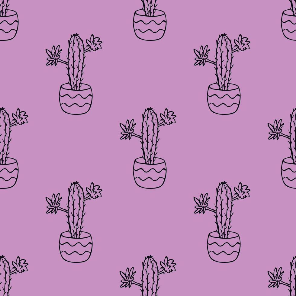Seamless pattern with cactus doodle for decorative print, wrapping paper, greeting cards and fabric vector